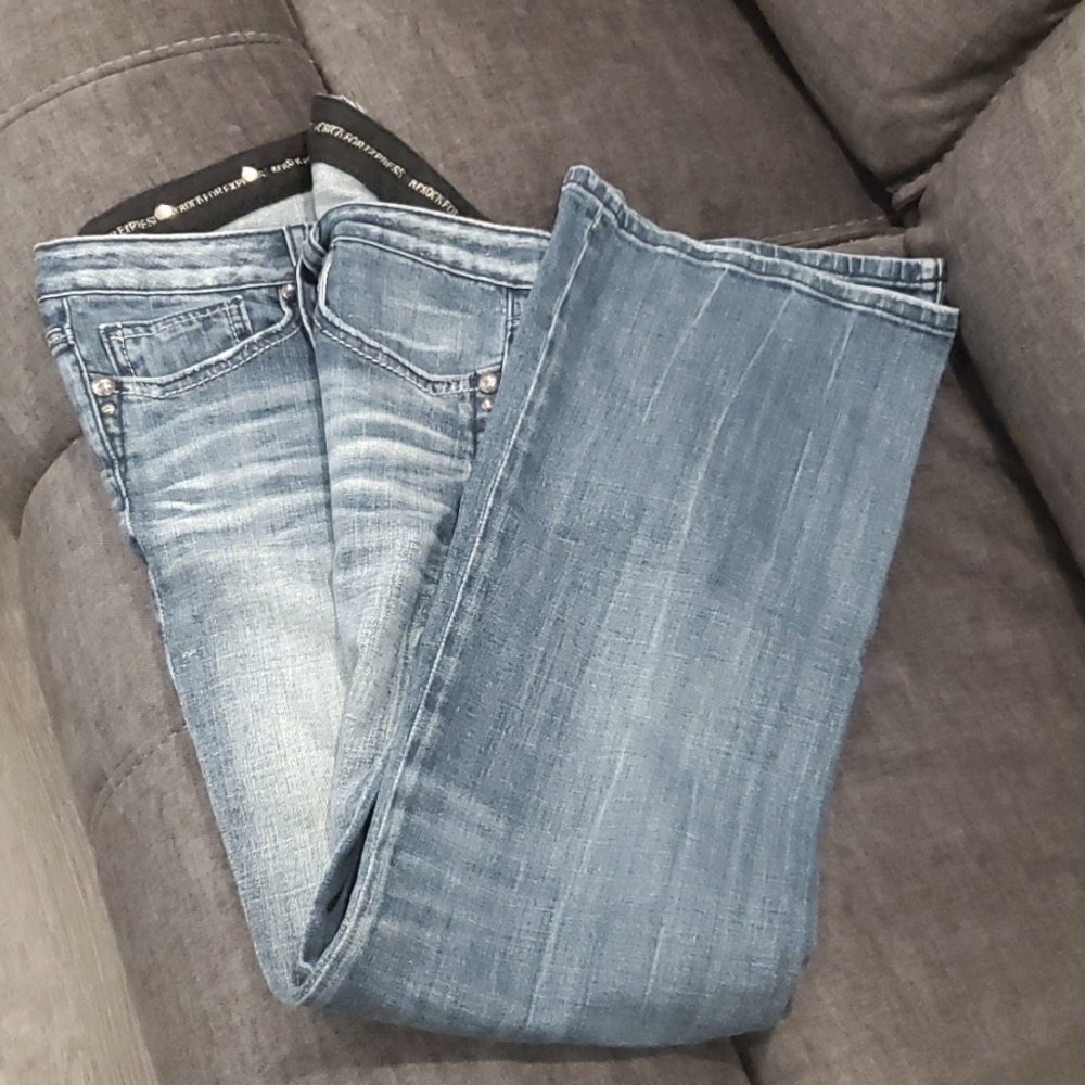 Express Rerock low-cut flair jeans 12R